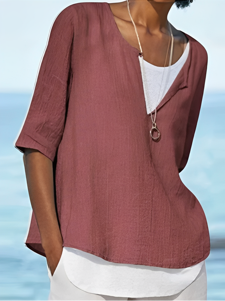 Shania - Elegante Damenbluse im Lagenlook
