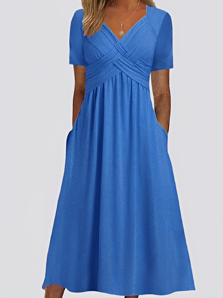 Salma - Lässiges Midikleid mit kurzen Ärmeln für Damen