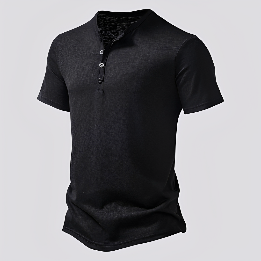 David - Lässiges T-Shirt mit Knöpfen für Herren