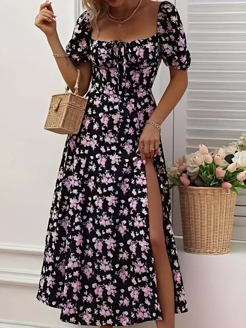 Jules - Modernes Blumenkleid mit Schlitz für Damen