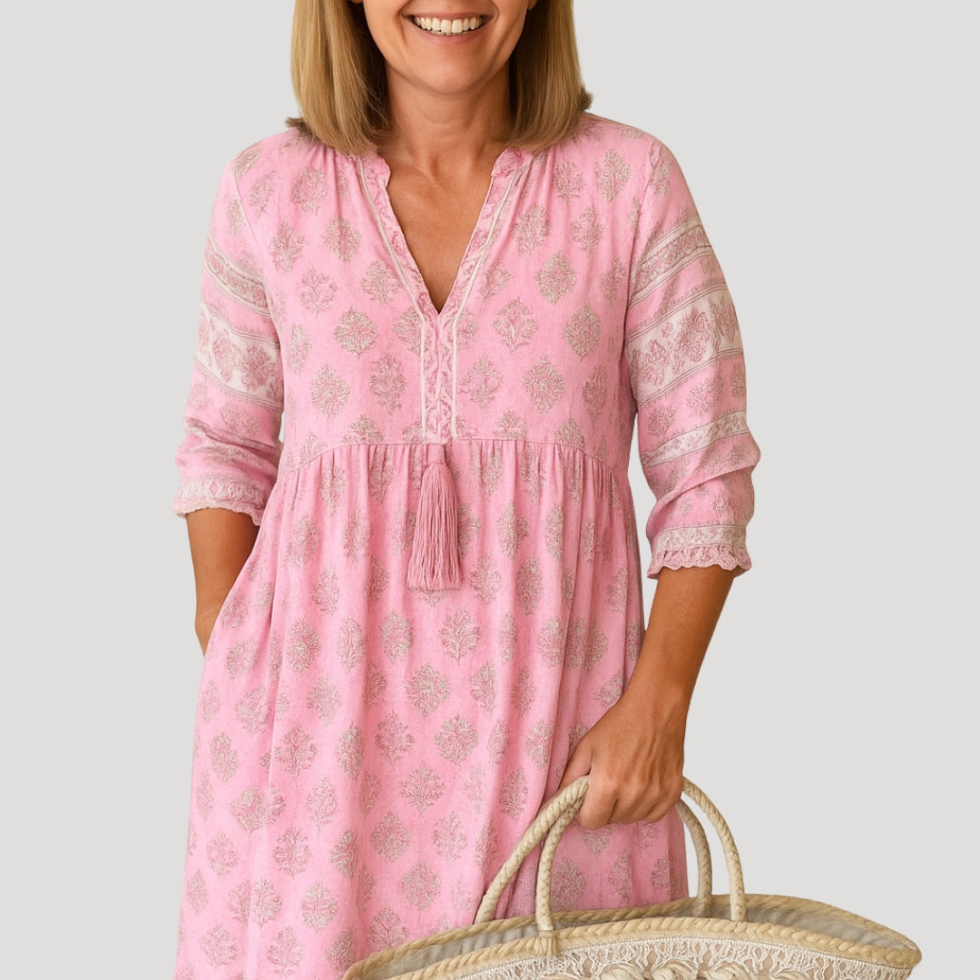 Johanna – Women's  midi dress boho beach style with pockets - Image 6