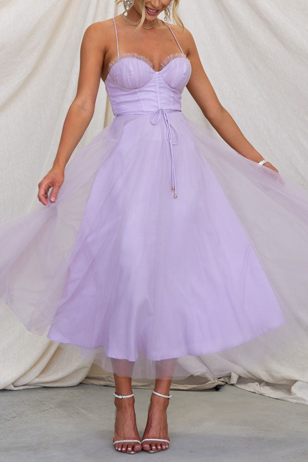 Sandra – Women Chiffon Suspenders Tulle Dress - Image 5