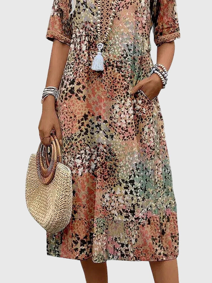 Midi-Kleid für Damen mit Blumenmuster