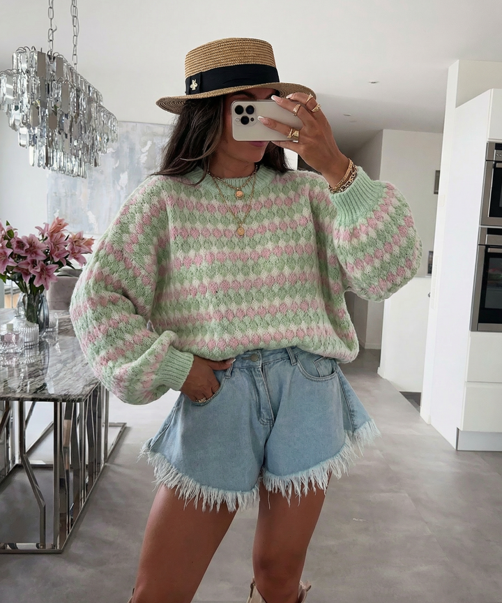 Pullover Renita Grün Rosa Ladypolitan ♡