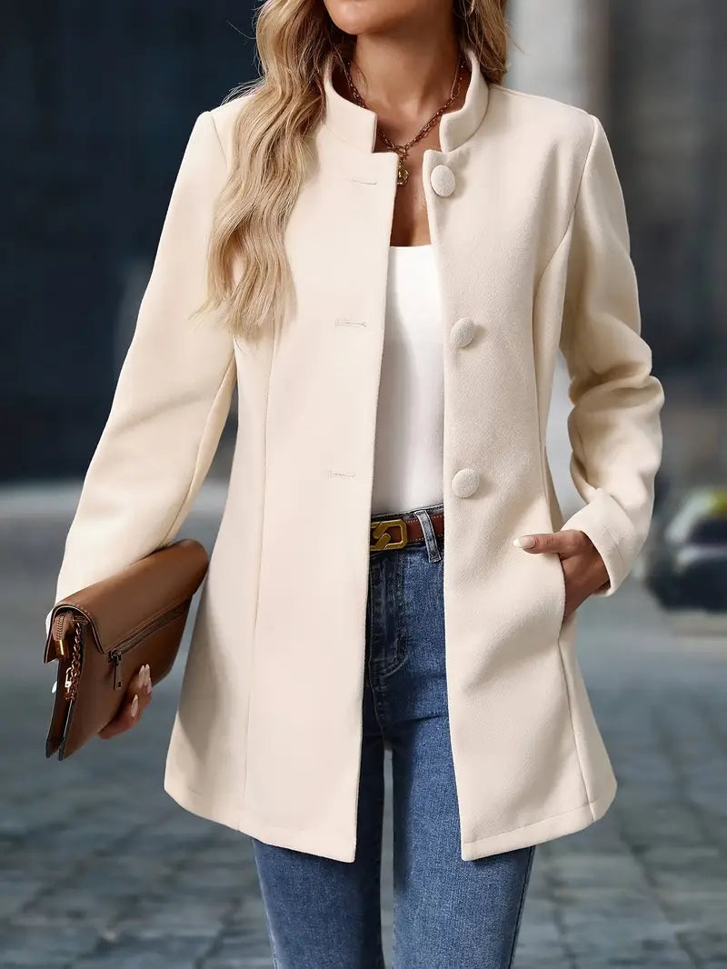 Übergangsjacke elegant für Damen – Stehkragen mit Knopfleiste