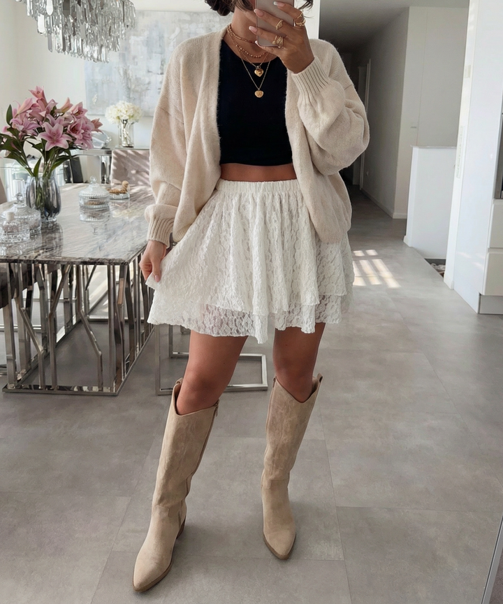 Hosenrock mit Spitze Liwa Creme
