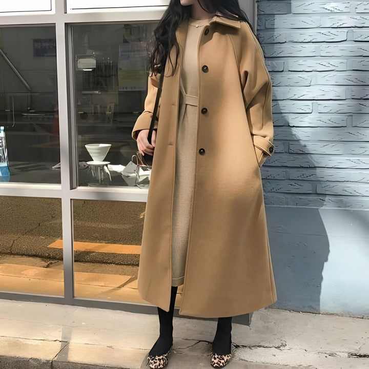 Bethany - Eleganter langer Wollmantel für Damen