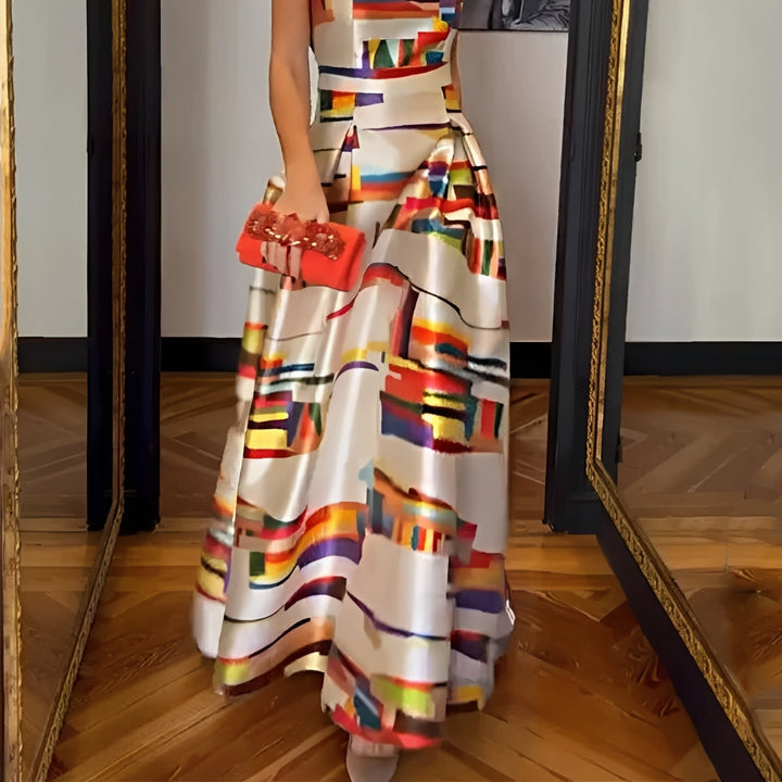 Louisa - Elegantes Maxikleid mit geometrischem Print für Damen