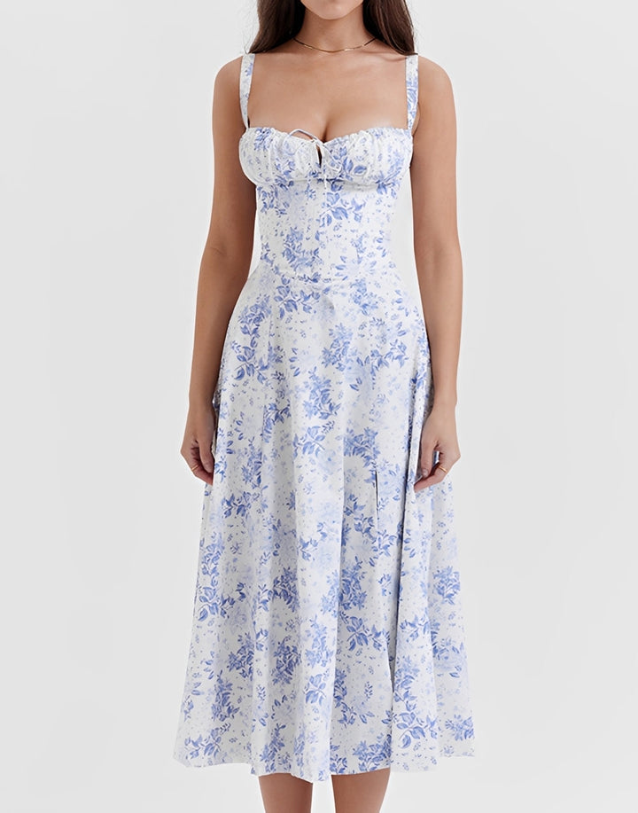 Alyssa - Slim Fit Midi-Kleid mit Blumenmuster für Damen