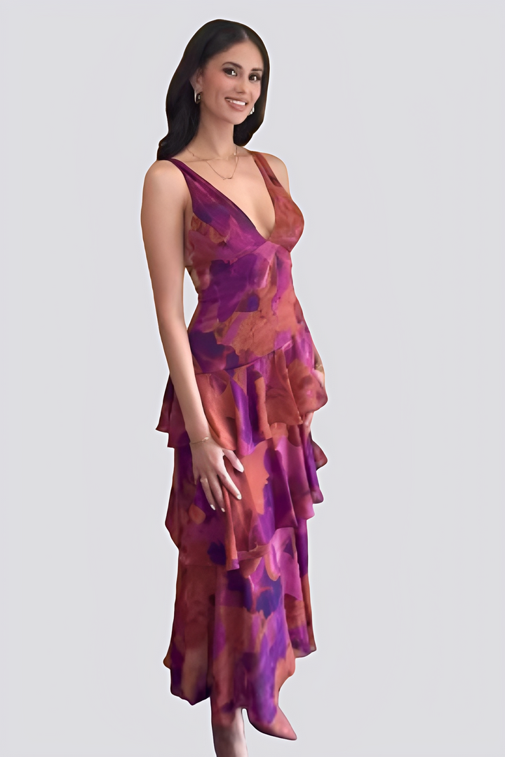 Hazel - Rückenfreies Maxikleid mit Blumenmuster für Damen
