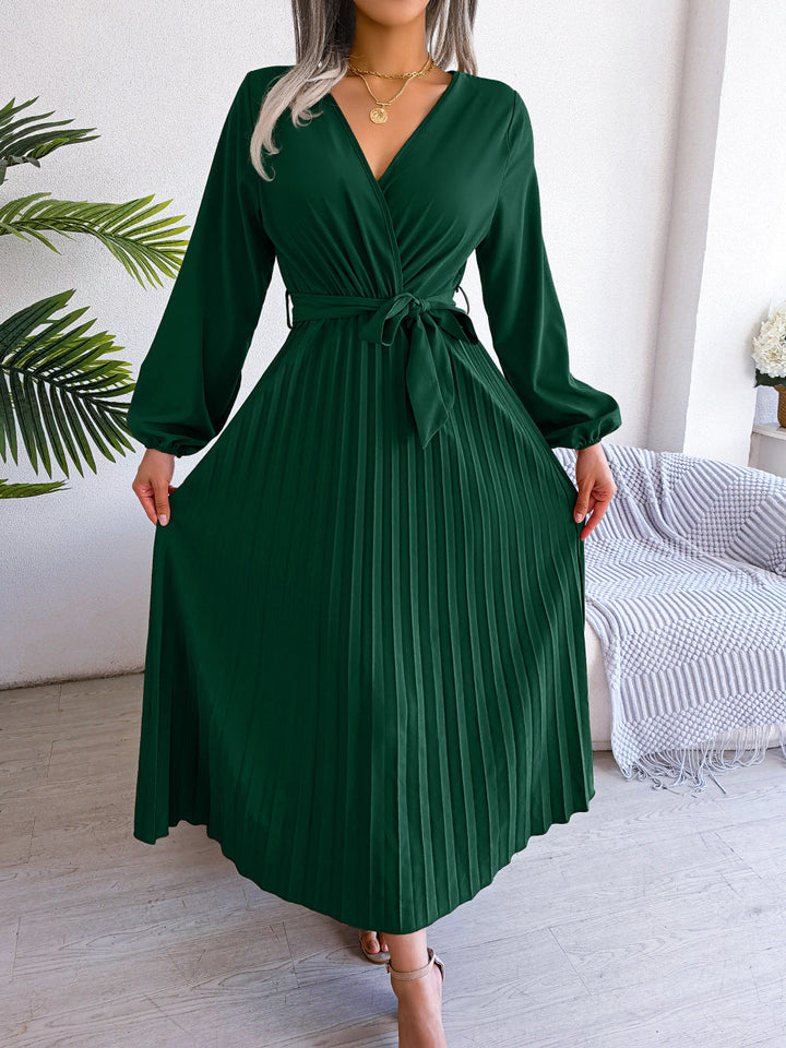 Alicia - Elegantes Maxikleid mit Plissee und Gürtel für Damen