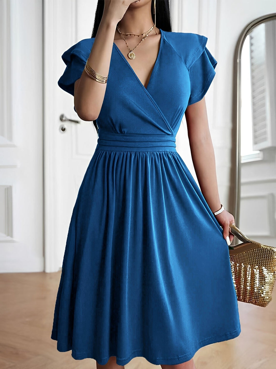 Laura - Elegantes V-Ausschnitt-Kleid für Damen