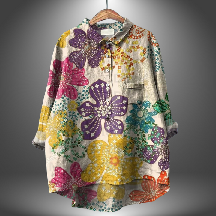 Damenbluse langarm mit Blumenmuster