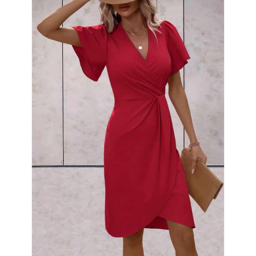 Wickelkleid Damen Midi V-Ausschnitt