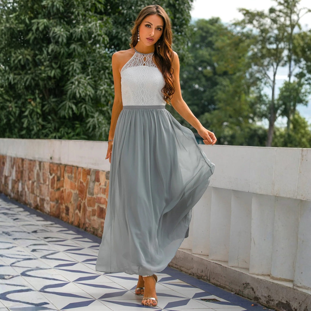 Franziska | Damen Hochzeitsgast Neckholder Maxikleid