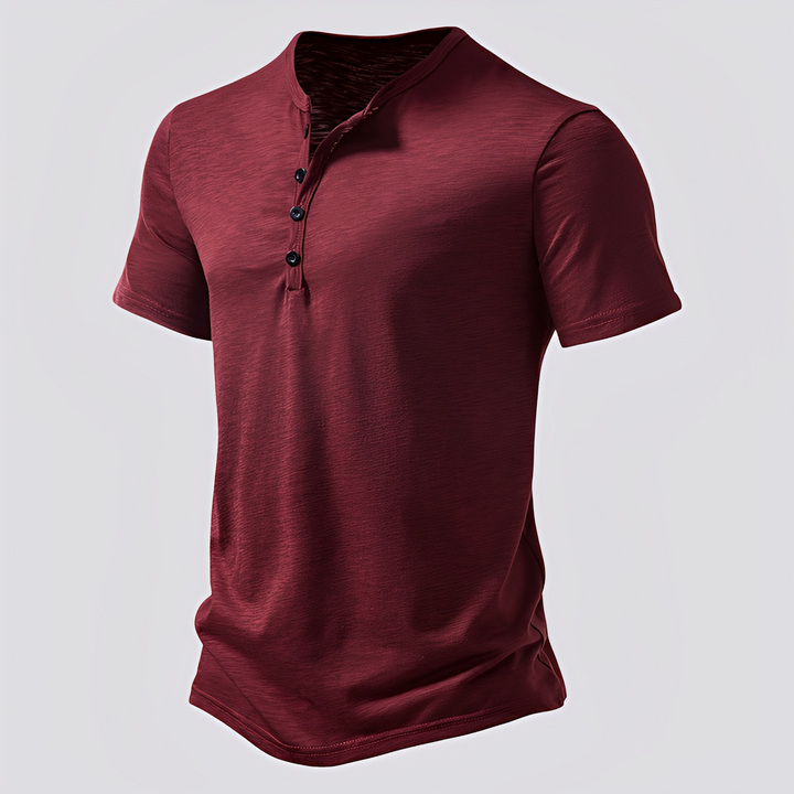 David - Lässiges T-Shirt mit Knöpfen für Herren
