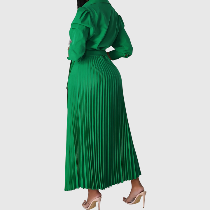 Elise – Schickes Midikleid mit V-Ausschnitt und plissiertem Detail