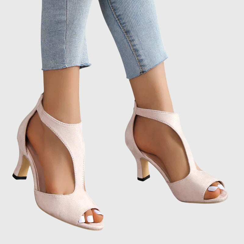 Jana | Damen Cut-Out Peep-Toe Absatz Sandalen