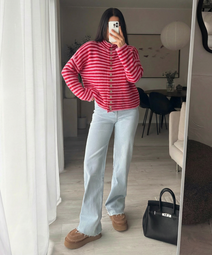 Cardigan Felicia Streifen Rot Pink Ladypolitan ♡