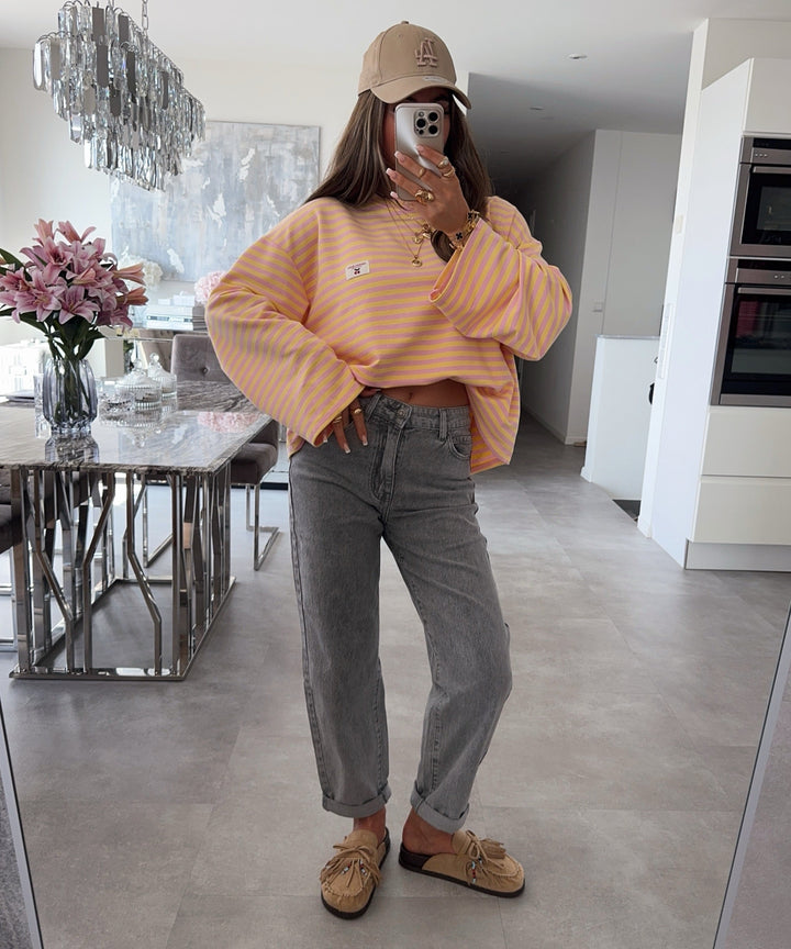 Langarmshirt Mixa Streifen Gelb Ladypolitan ♡