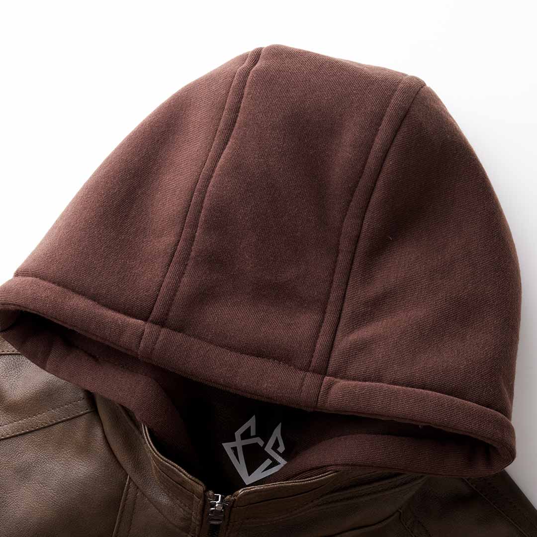 Winterjacke Biker Herren | Jacke Kurz mit Kapuze und Reißverschluss-Details