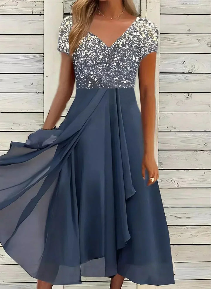 Abendkleider Damen kurzärmelig floral