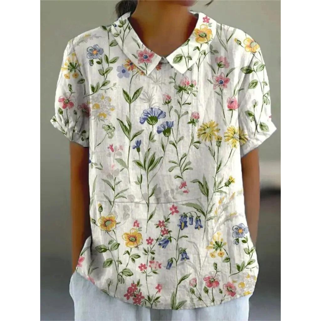 Elisa – Damen Kurzarmbluse mit floralem Muster