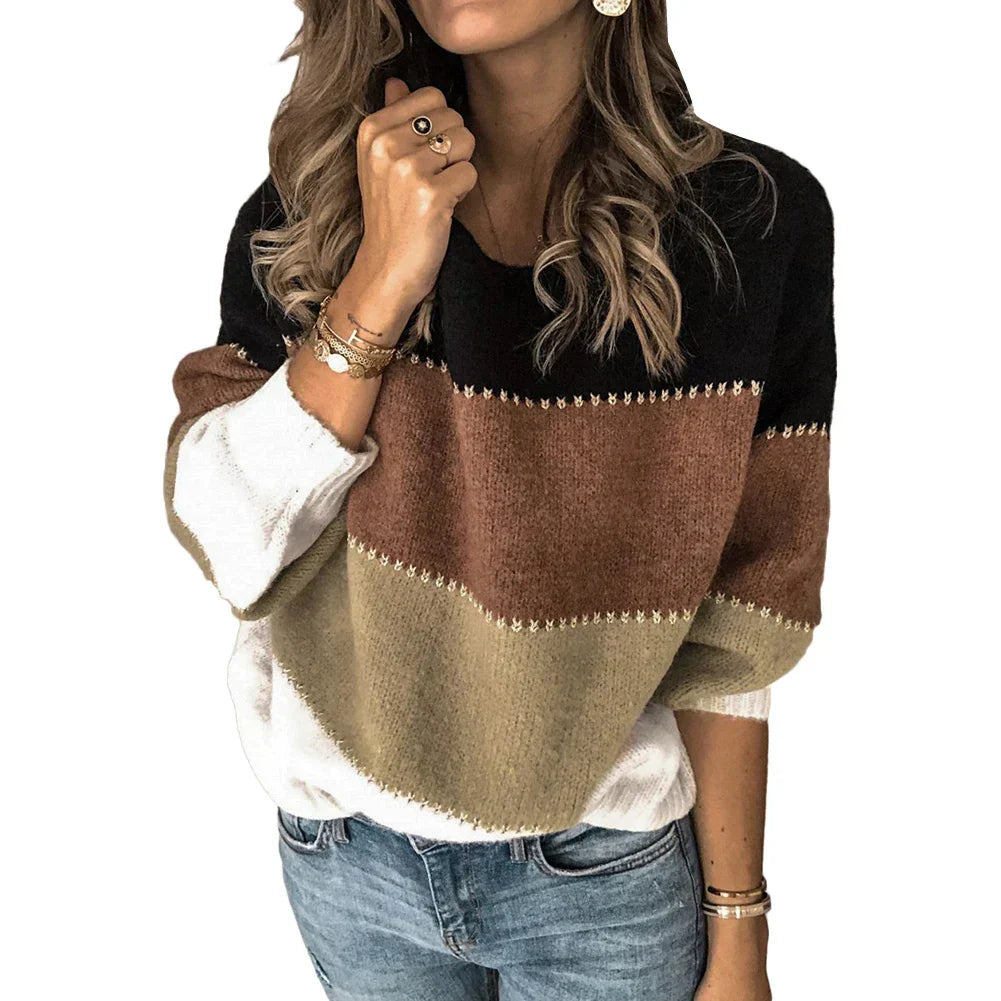 Agata - Modischer Gestreifter Pullover für Damen