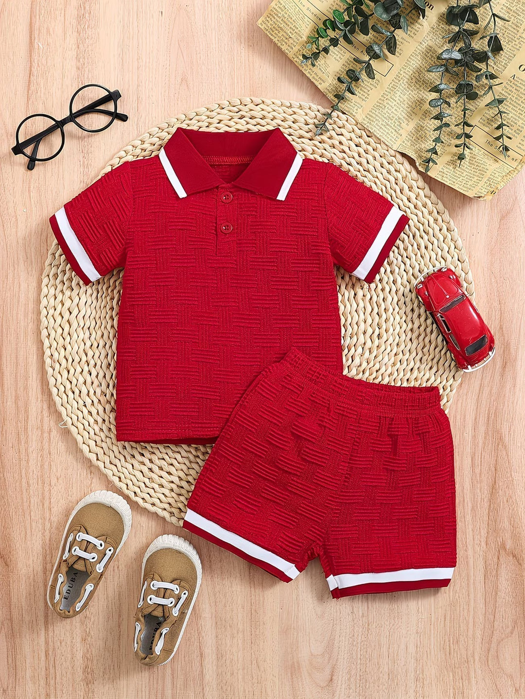 Alden | Atmungsaktives, Bequemes & Stilvolles Kinder Poloshirt und Shorts-Set 2