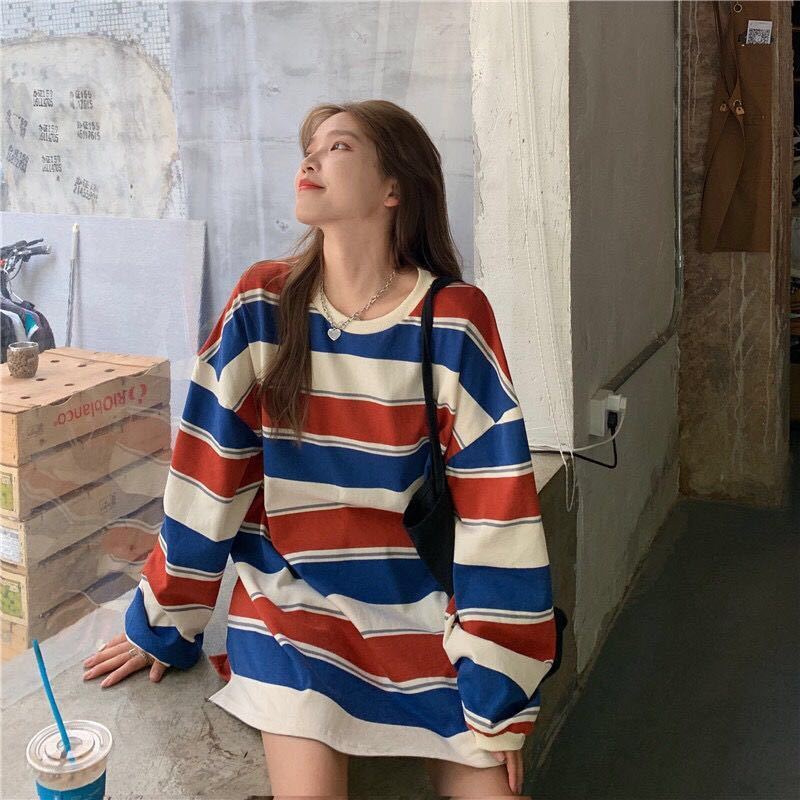 Alessia - Langärmeliger gestreifter Pullover im Vintage Stil