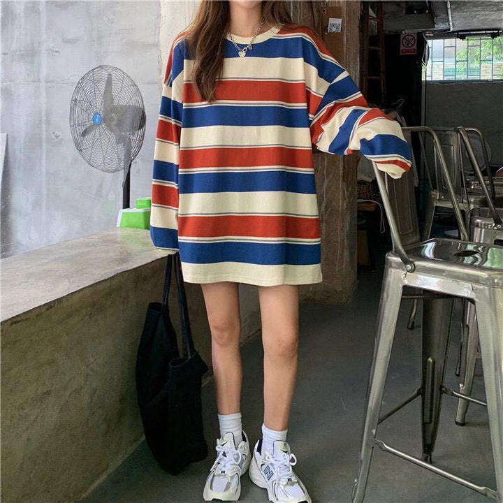 Alessia - Langärmeliger gestreifter Pullover im Vintage Stil