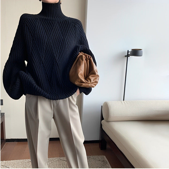 Anika - Schwarzer Rollkragenpullover