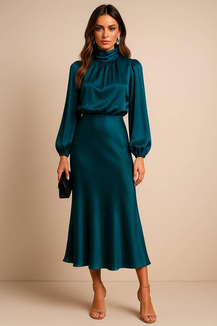 Mia – Women’s Casual Satin Midi Dress - Image 24