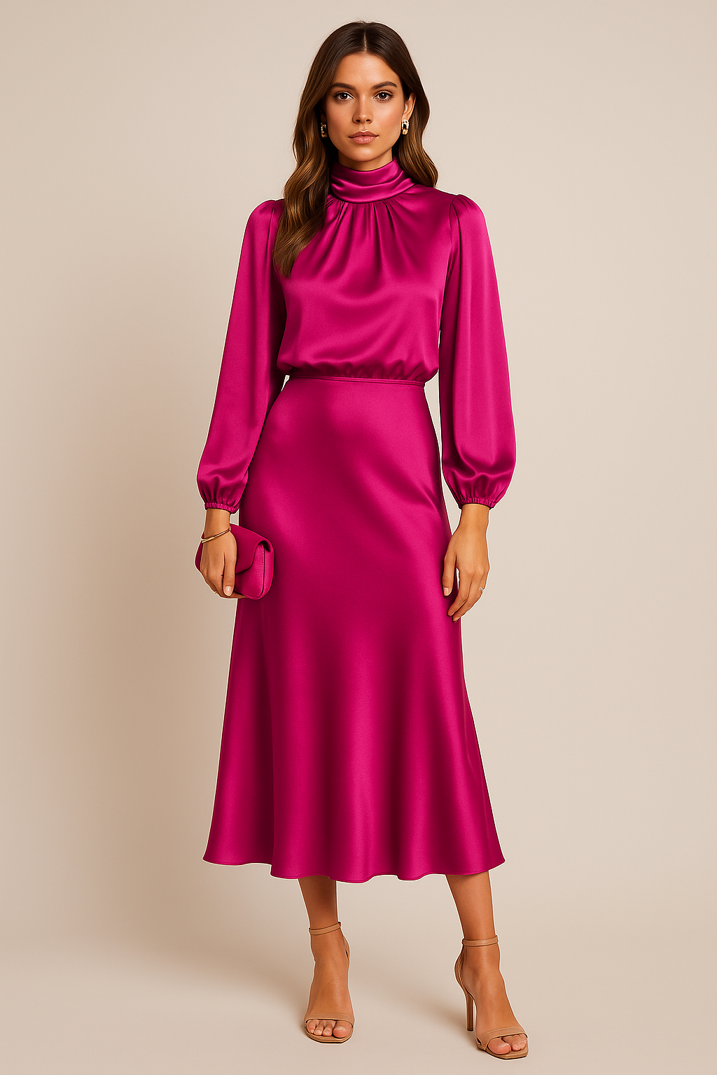 Mia – Women’s Casual Satin Midi Dress - Image 7