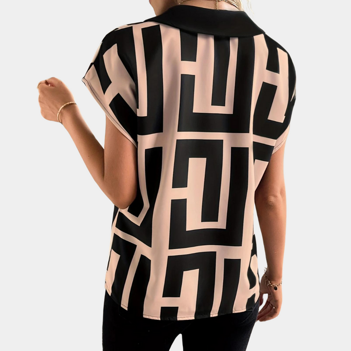 Aria | Elegante, Geometrische schwarze Bluse für Damen – Perfekt für Festliche Anlässe 1