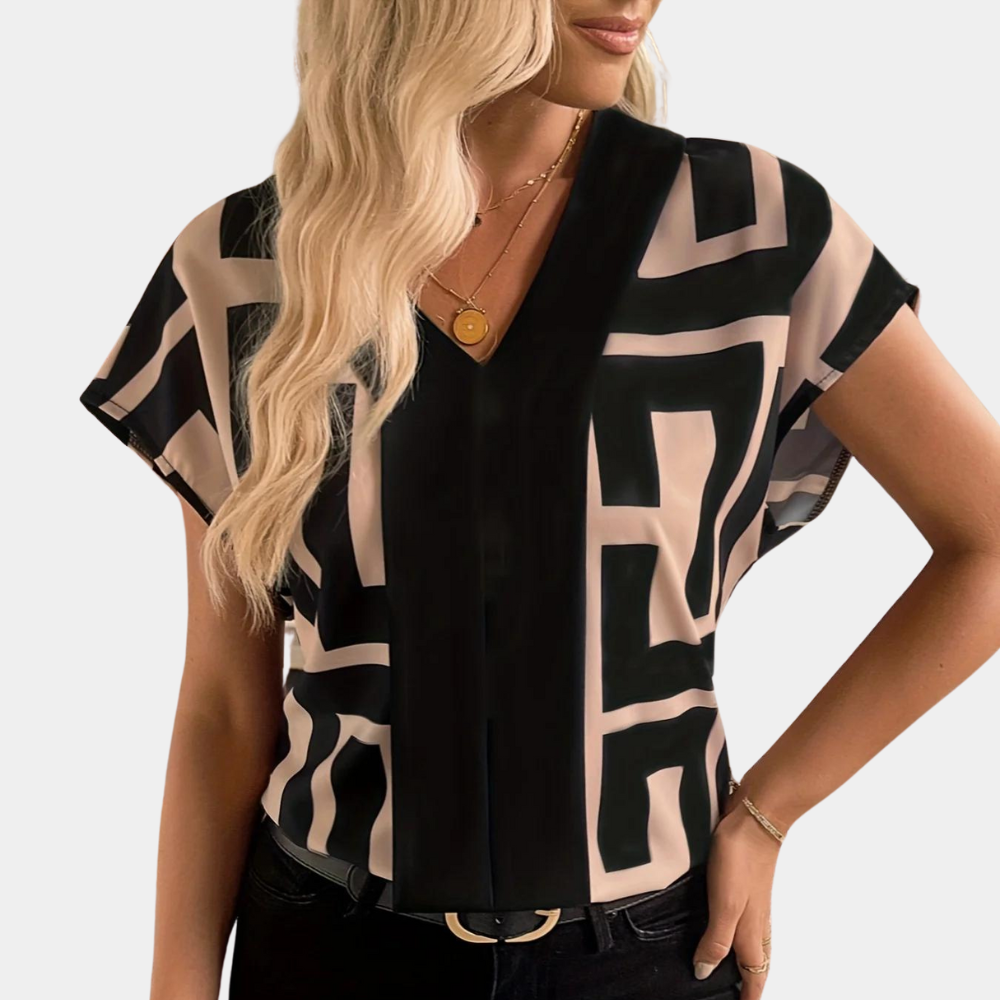 Aria | Elegante, Geometrische schwarze Bluse für Damen – Perfekt für Festliche Anlässe 2