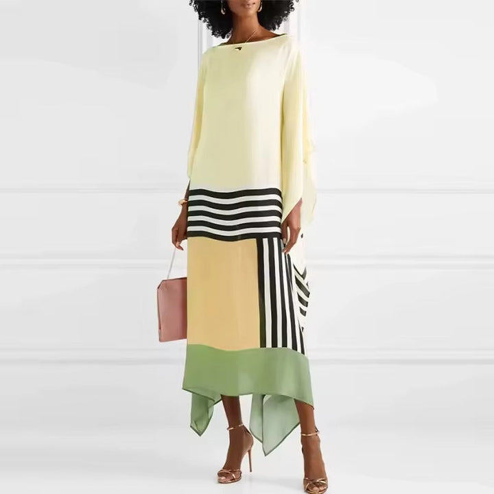 Aria | Geometrisches Druckdesign Damenkleid mit Fledermausärmeln – Locker, Fließend &amp; Ideal für Warme Tage 3