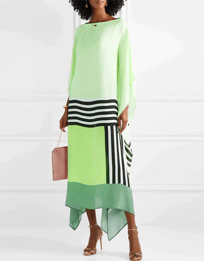 Aria | Geometrisches Druckdesign Damenkleid mit Fledermausärmeln – Locker, Fließend &amp; Ideal für Warme Tage 4