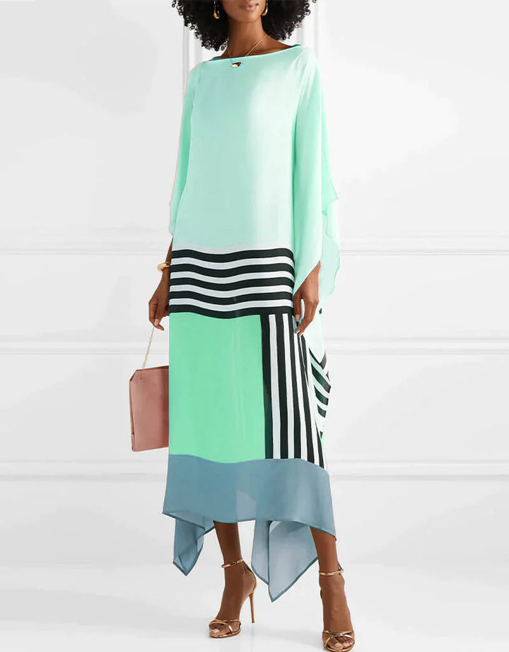 Aria | Geometrisches Druckdesign Damenkleid mit Fledermausärmeln – Locker, Fließend &amp; Ideal für Warme Tage 5