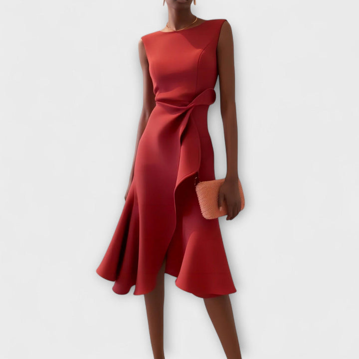 Hannah – Elegant Sleeveless pleated midi dress for Women - Image 1