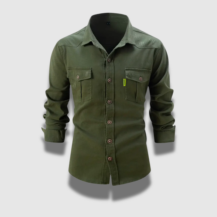 Camicia Uomo Cotone Stile Operaio Vestibilità Casual