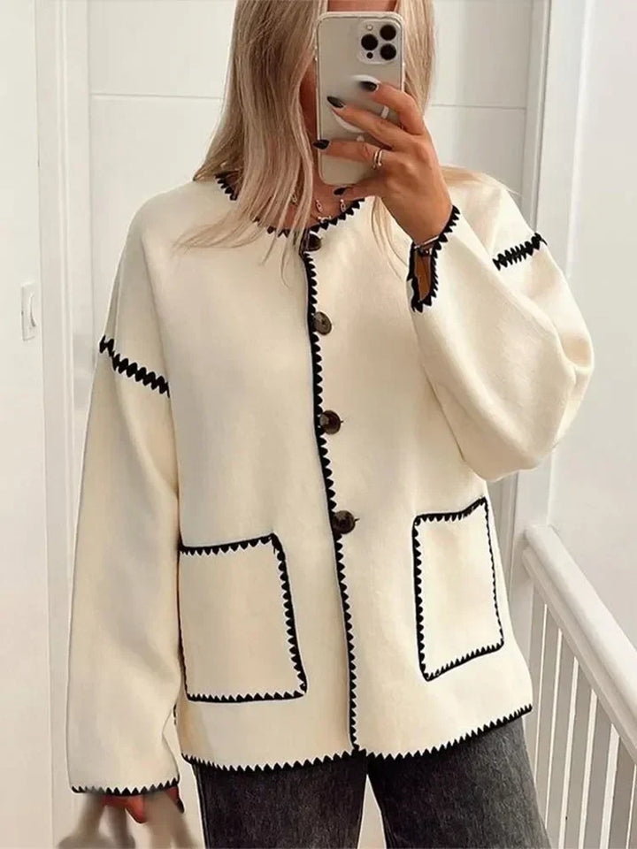 Aspen - Gemütliche Kontrast-Strickjacke für Damen