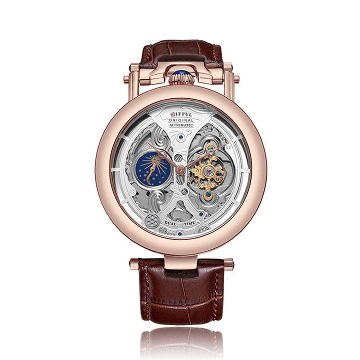 Aurelius | Elegante Skelettuhr Herren Uhr mit Lederarmband 0