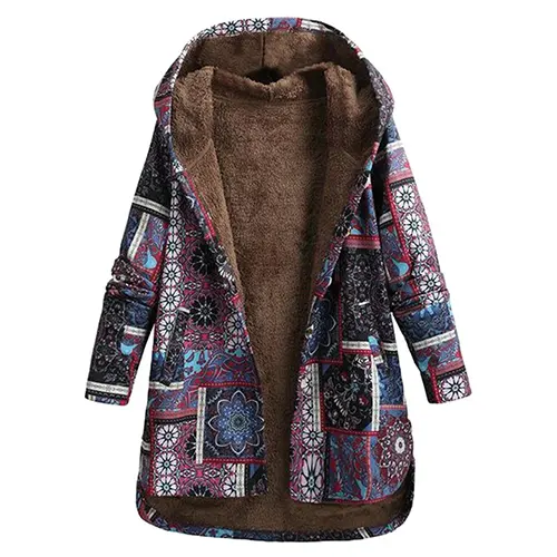 Damenjacke mit Kapuze und Blumenmuster