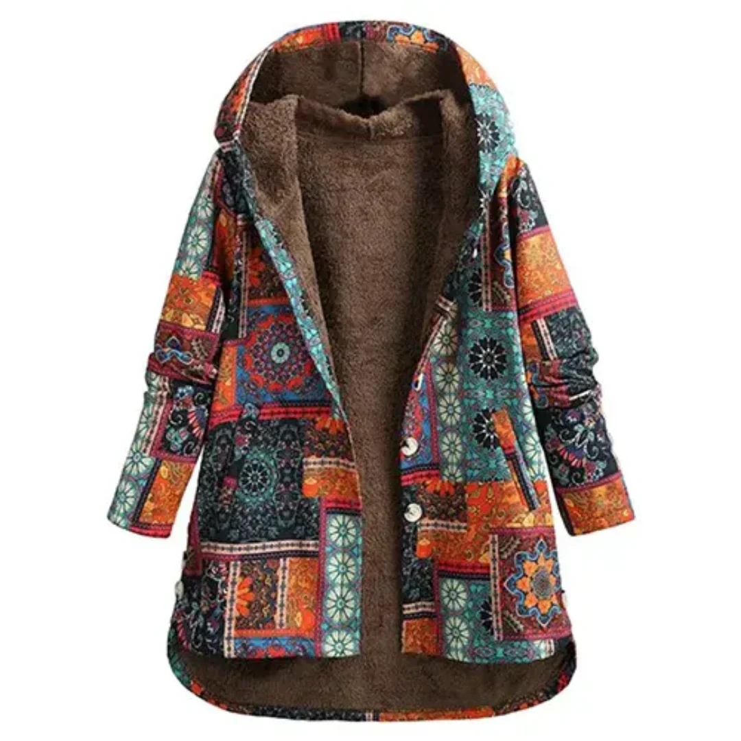Damenjacke mit Kapuze und Blumenmuster