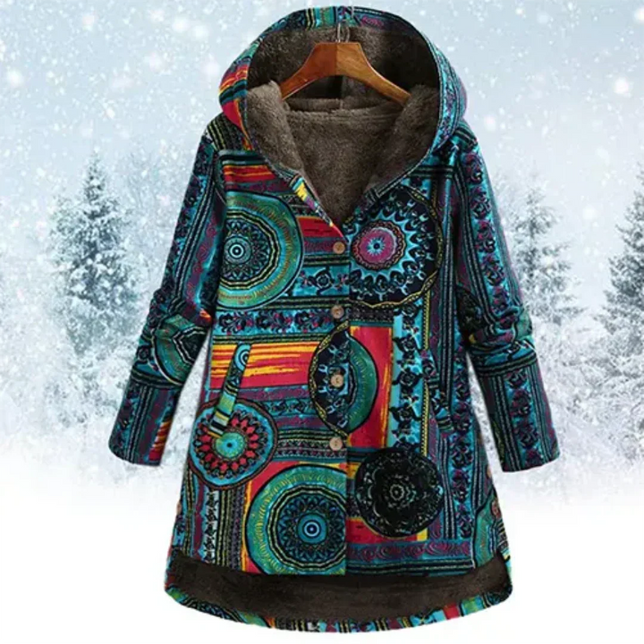 Damenjacke mit Kapuze und Blumenmuster