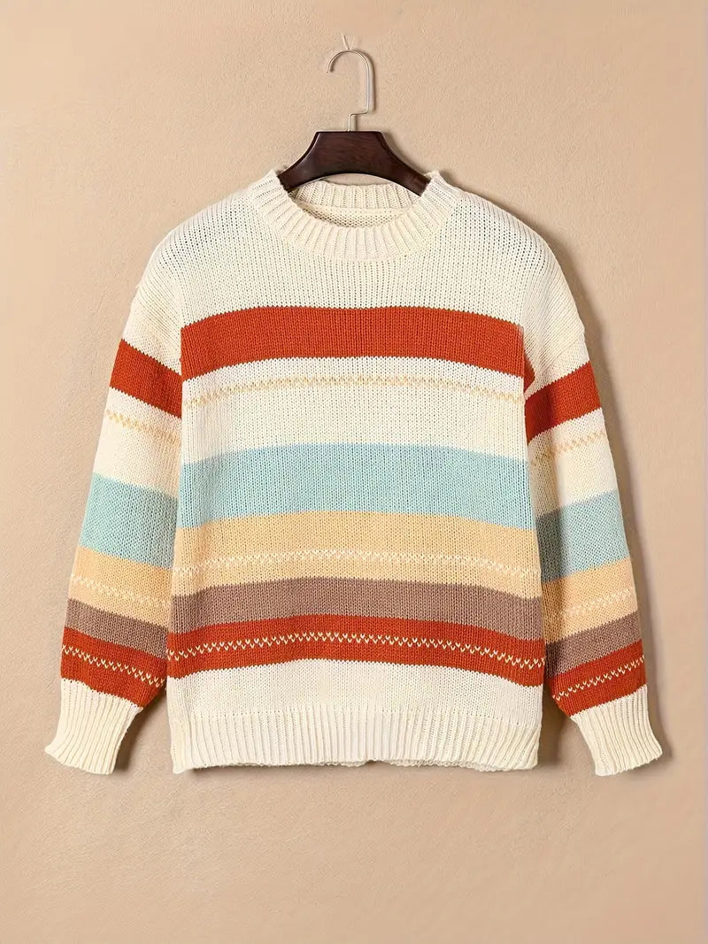 Aurora - Gestreifter Strickpullover mit Rundhalsausschnitt