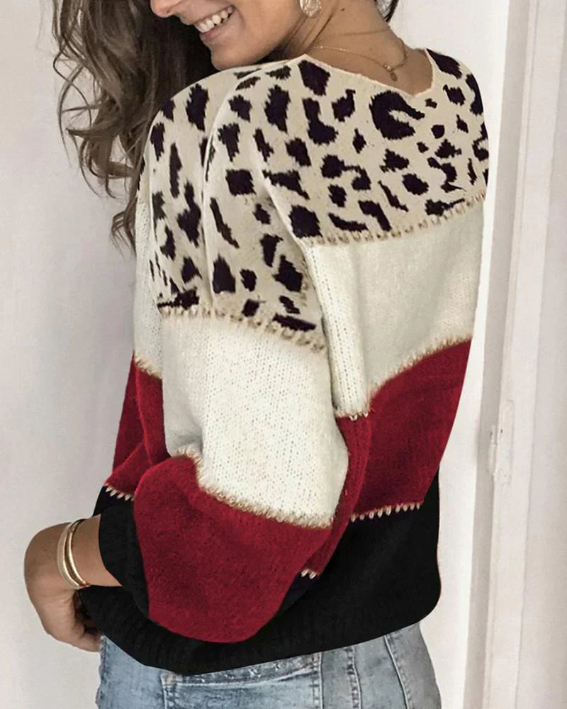 Aveline - Gestreiftes sweatshirt mit leopardenmuster