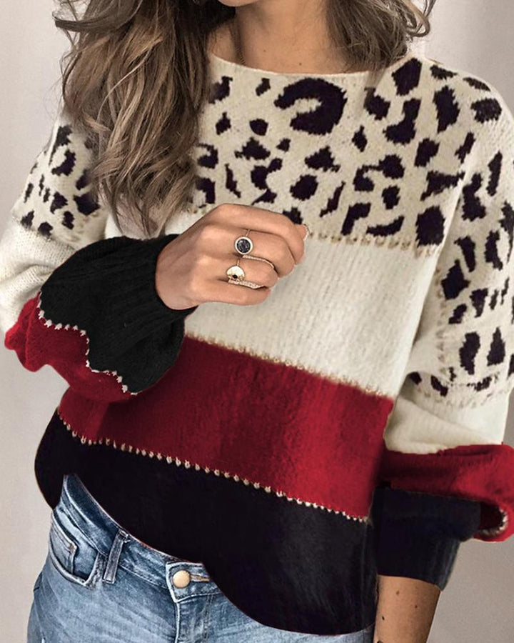 Aveline - Gestreiftes sweatshirt mit leopardenmuster