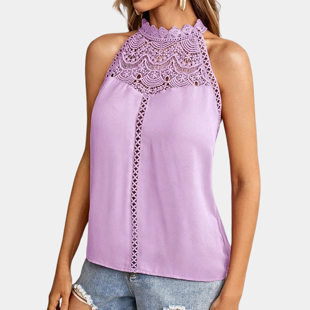 Melanie | Elegantes Spitzenoberteil mit Neckholder-Ausschnitt